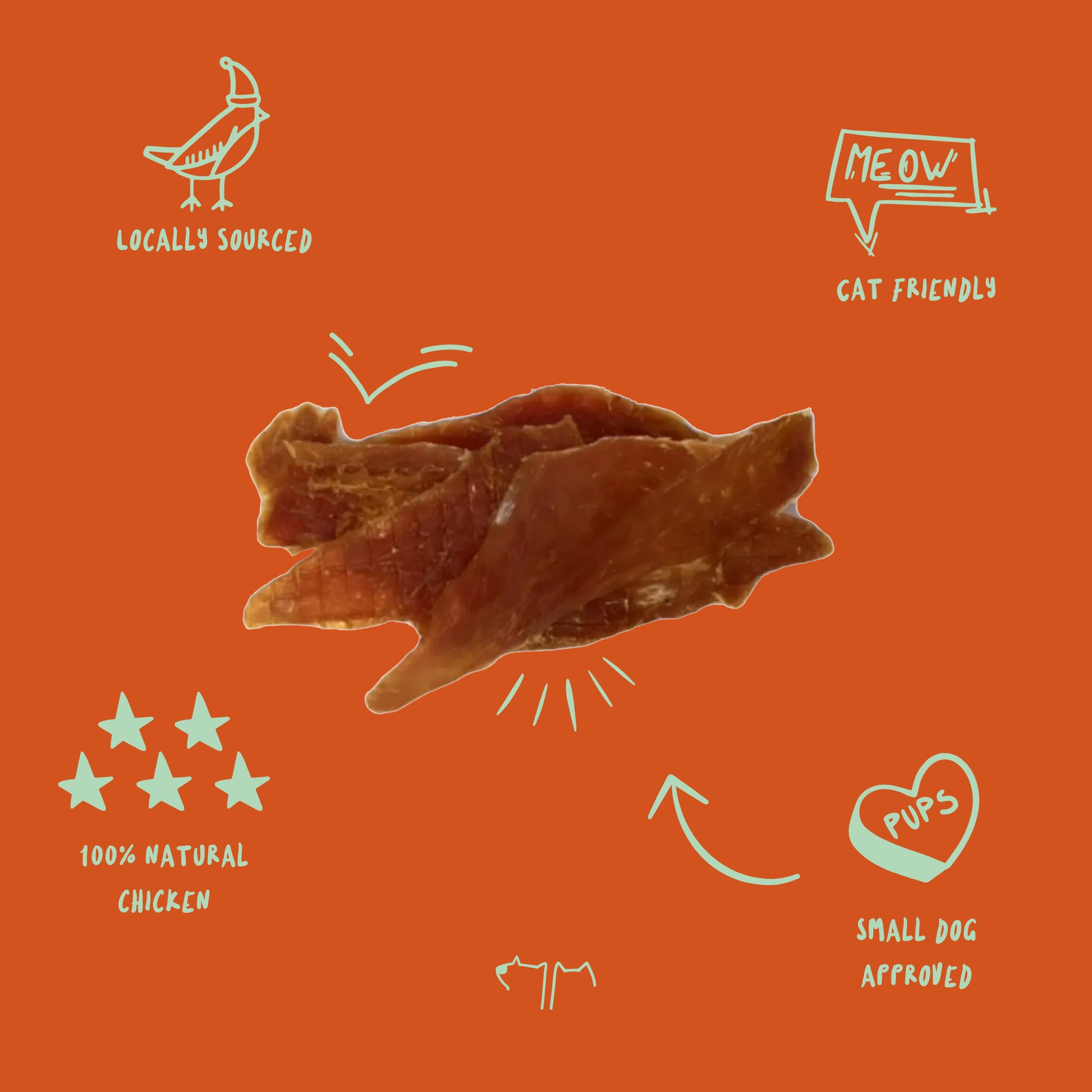 Lean Australian chicken breast jerky for dogs, gently air-dried for a healthy protein snack