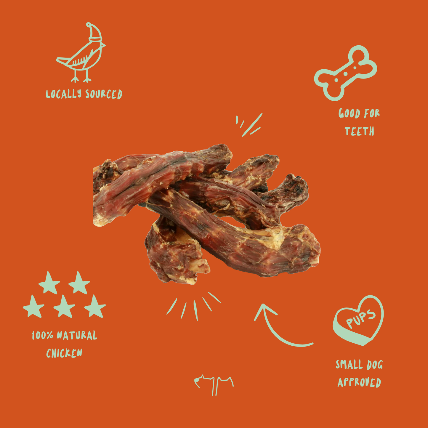 Dried Australian chicken necks for dogs, rich in natural calcium and crunchy texture