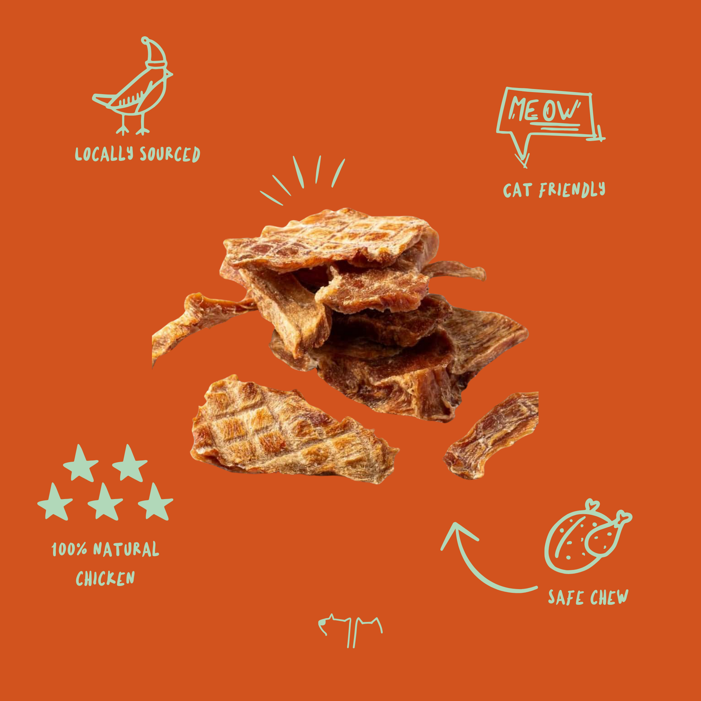 Feline Chicken breast crisps natural protein treat made specifically for cats