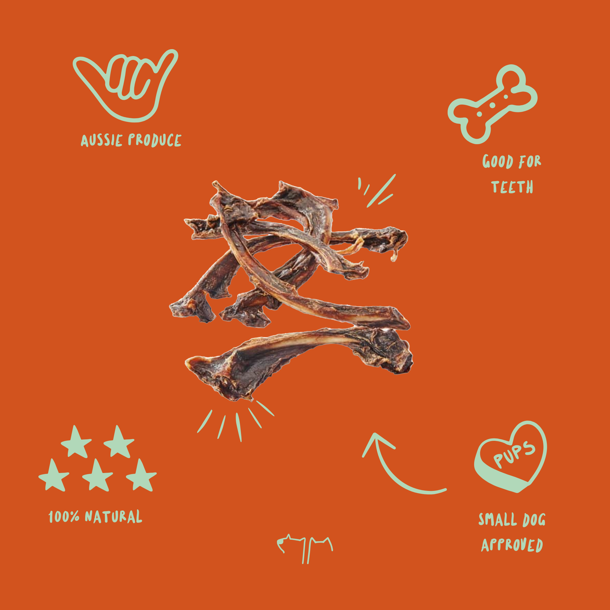 Australian kangaroo rib bones for dogs, wild-sourced natural chew rich in lean protein