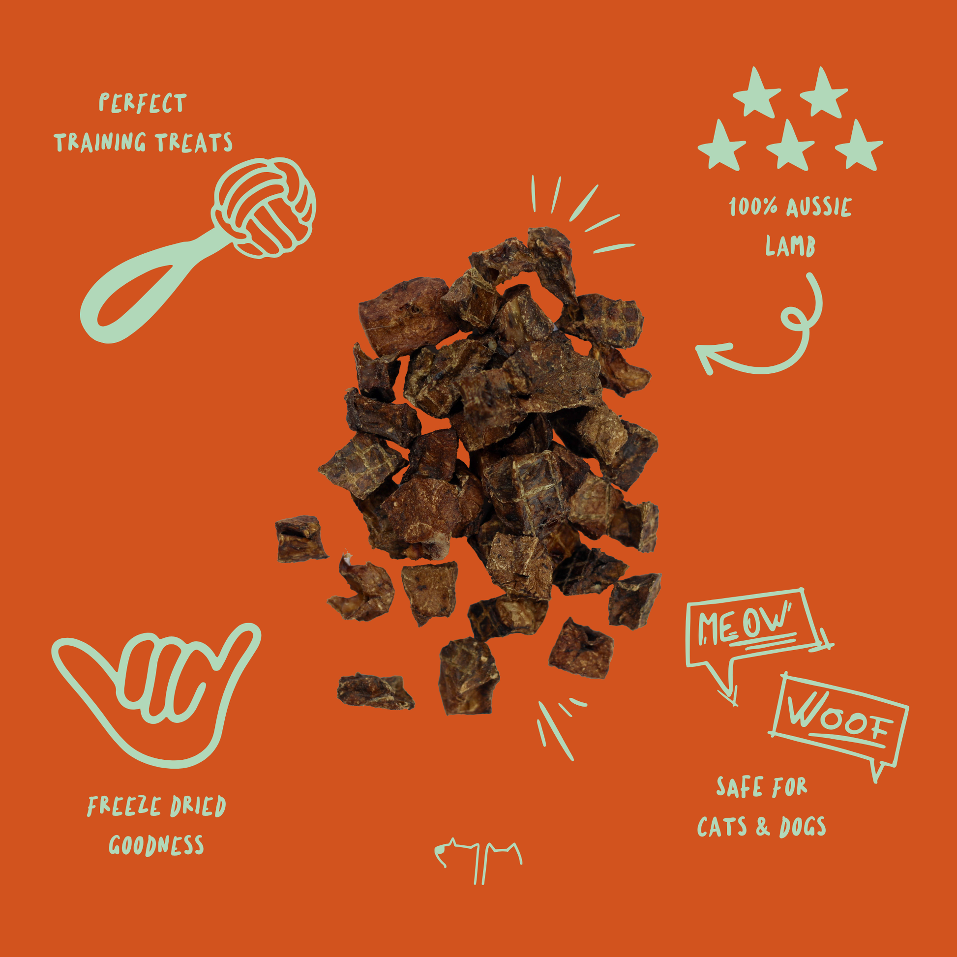 Lightweight lamb lung puff cubes for dogs, high-value training treat rich in natural protein