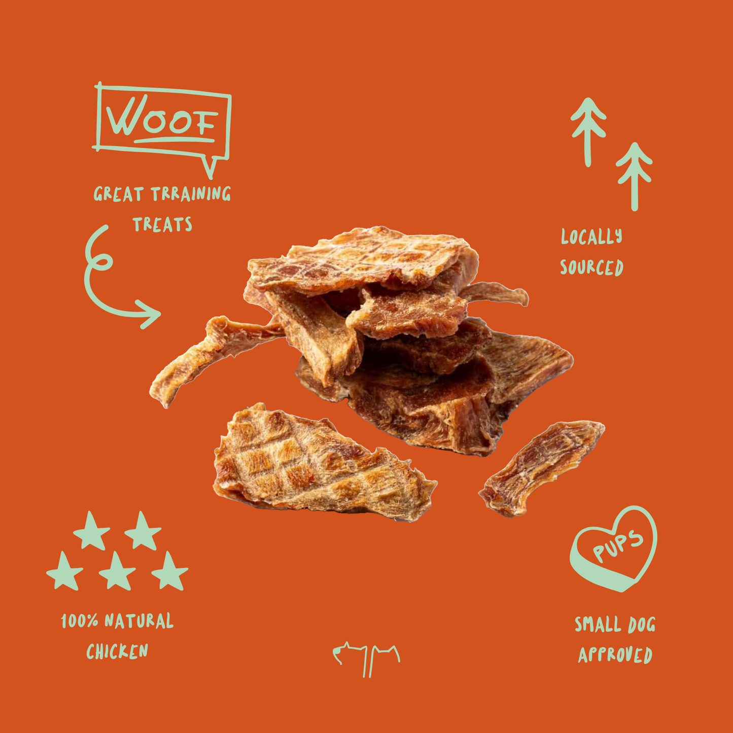 Lean Australian chicken breast jerky for dogs, gently air-dried for a healthy protein snack