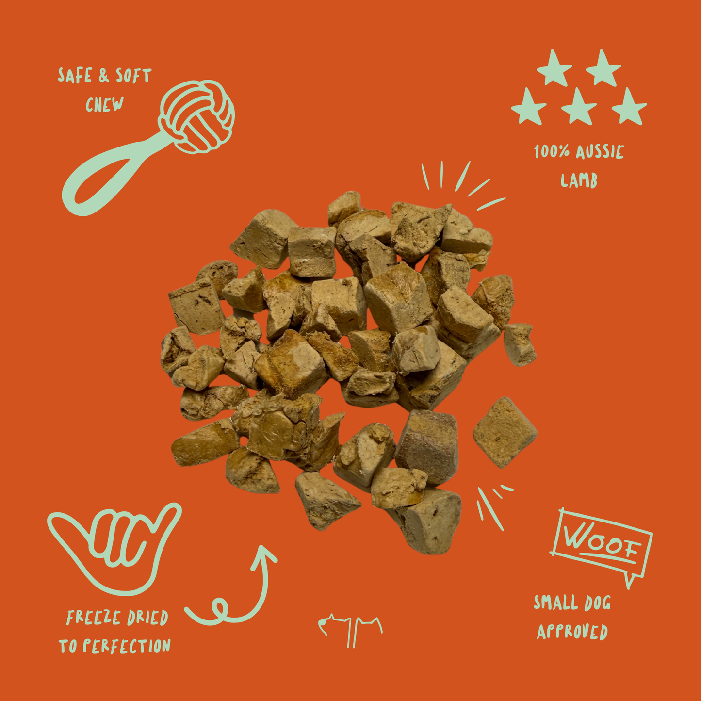 Freeze Dried Lamb Cubes - close-up of treat