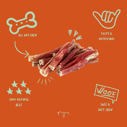 Thick beef bully sticks for dogs, high-protein, long-lasting chew treat