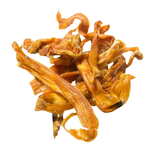 Natural veal tendon strips for dogs, air-dried chew treats promoting healthy teeth and gums