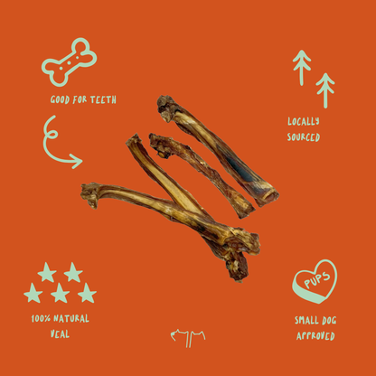 Tender veal spare ribs for dogs, natural air-dried bone chew packed with flavour and nutrients